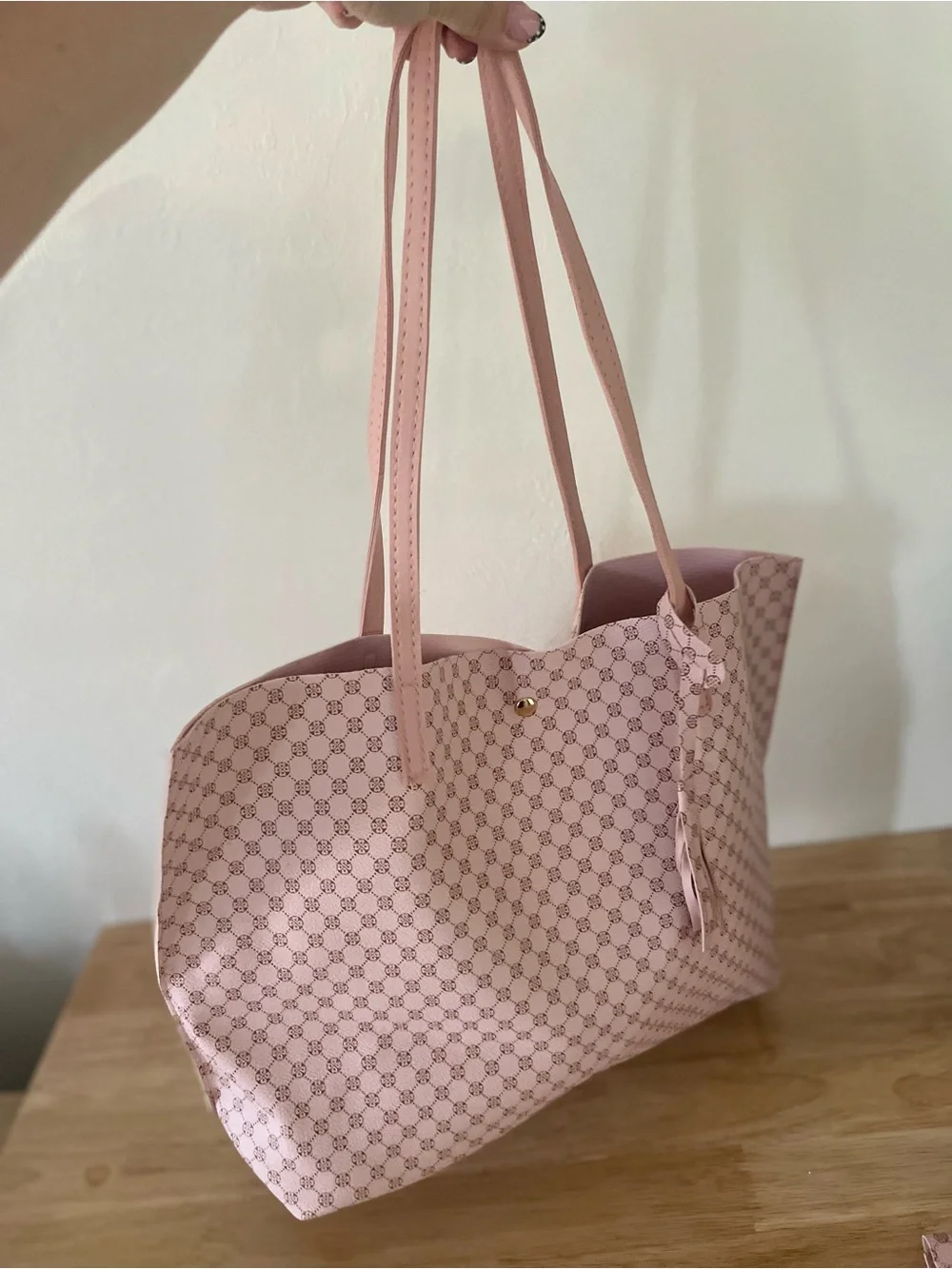 Pink Patterned Tote Bag Set - Women's 3-Piece Carry Set
